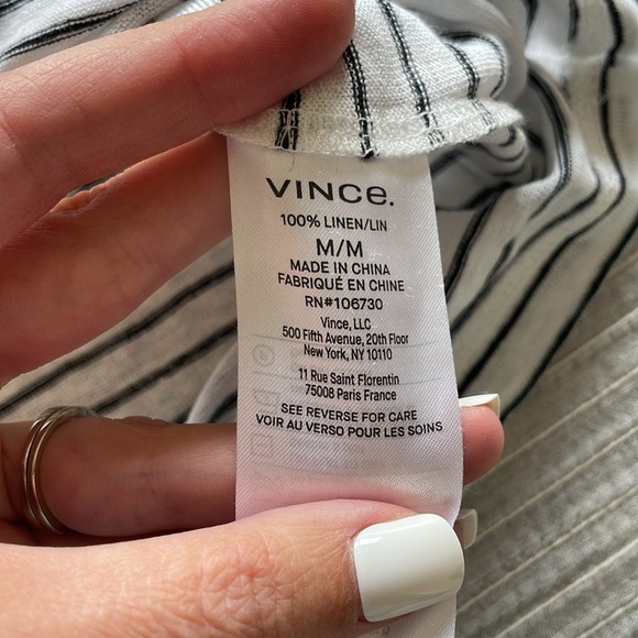 Vince NWT Striped Linen Polo Shirt Men’s M Nautical Minimalist Short Sleeve - Picture 10 of 12